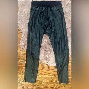 Black leather joggers